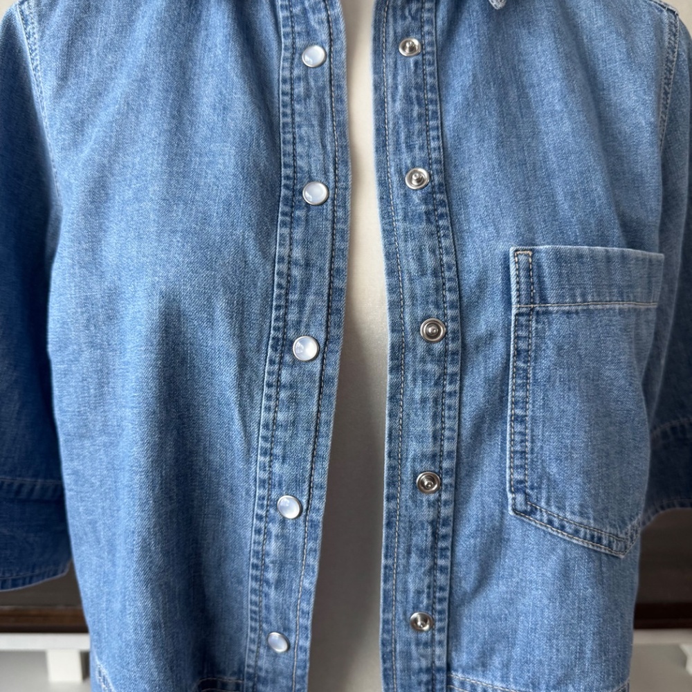 NWT Veronica Beard Spruce Denim Crop Top Amethyst Frost Women's Size 0 T - Picture 9 of 13